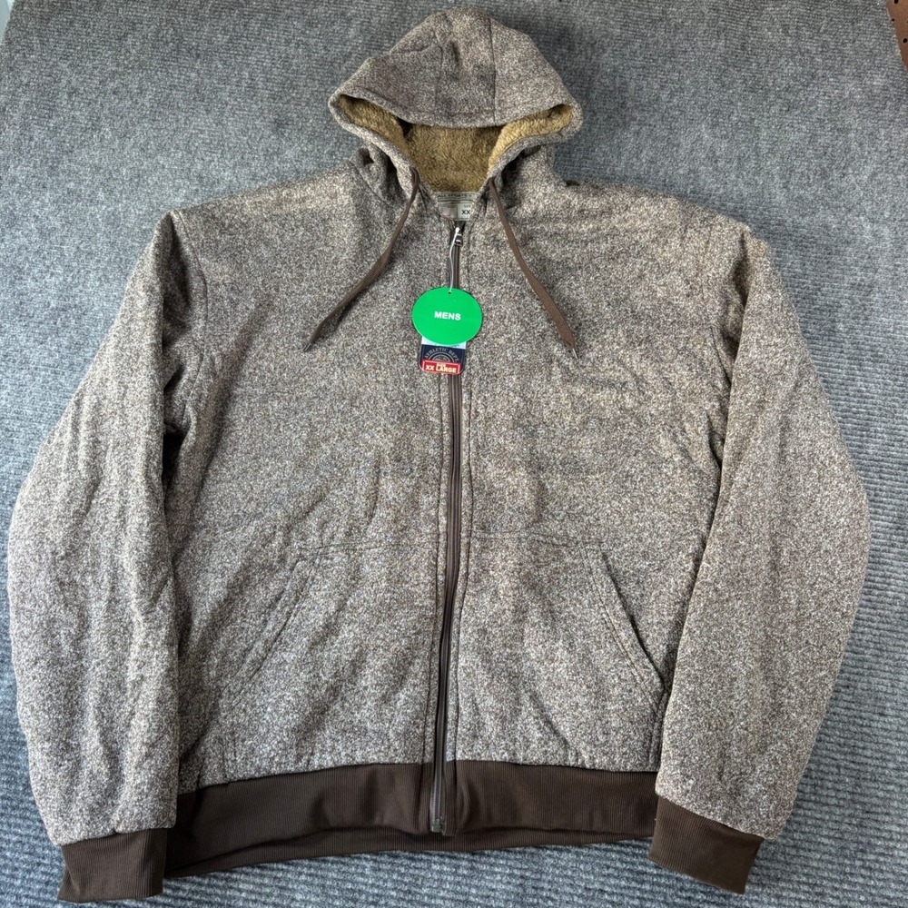Big Ball Sports Mens XXL Brown Marled Full Zip Sherpa Lined Hoodie NWT